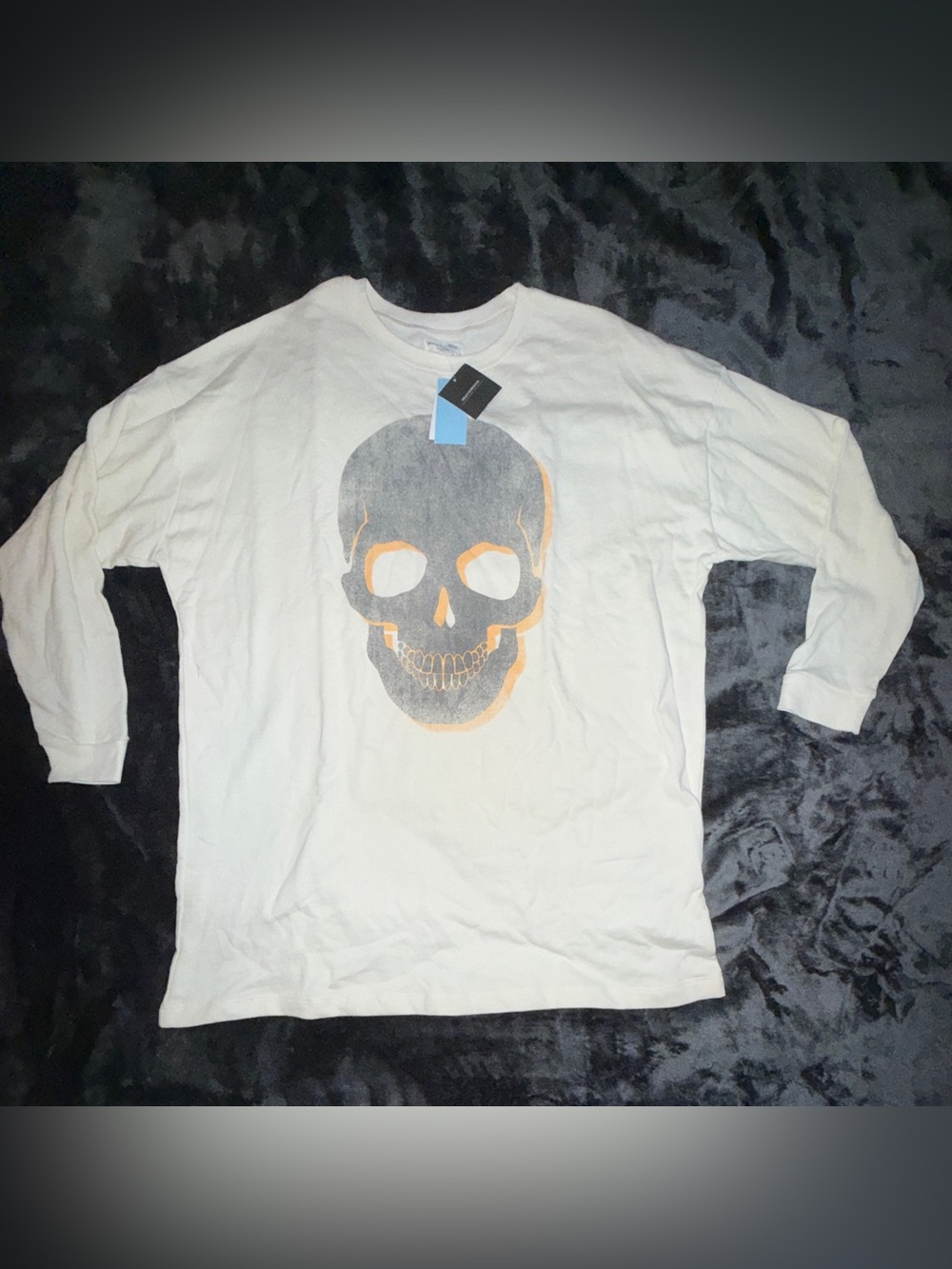 White Long-Sleeve Skull Graphic Tunic